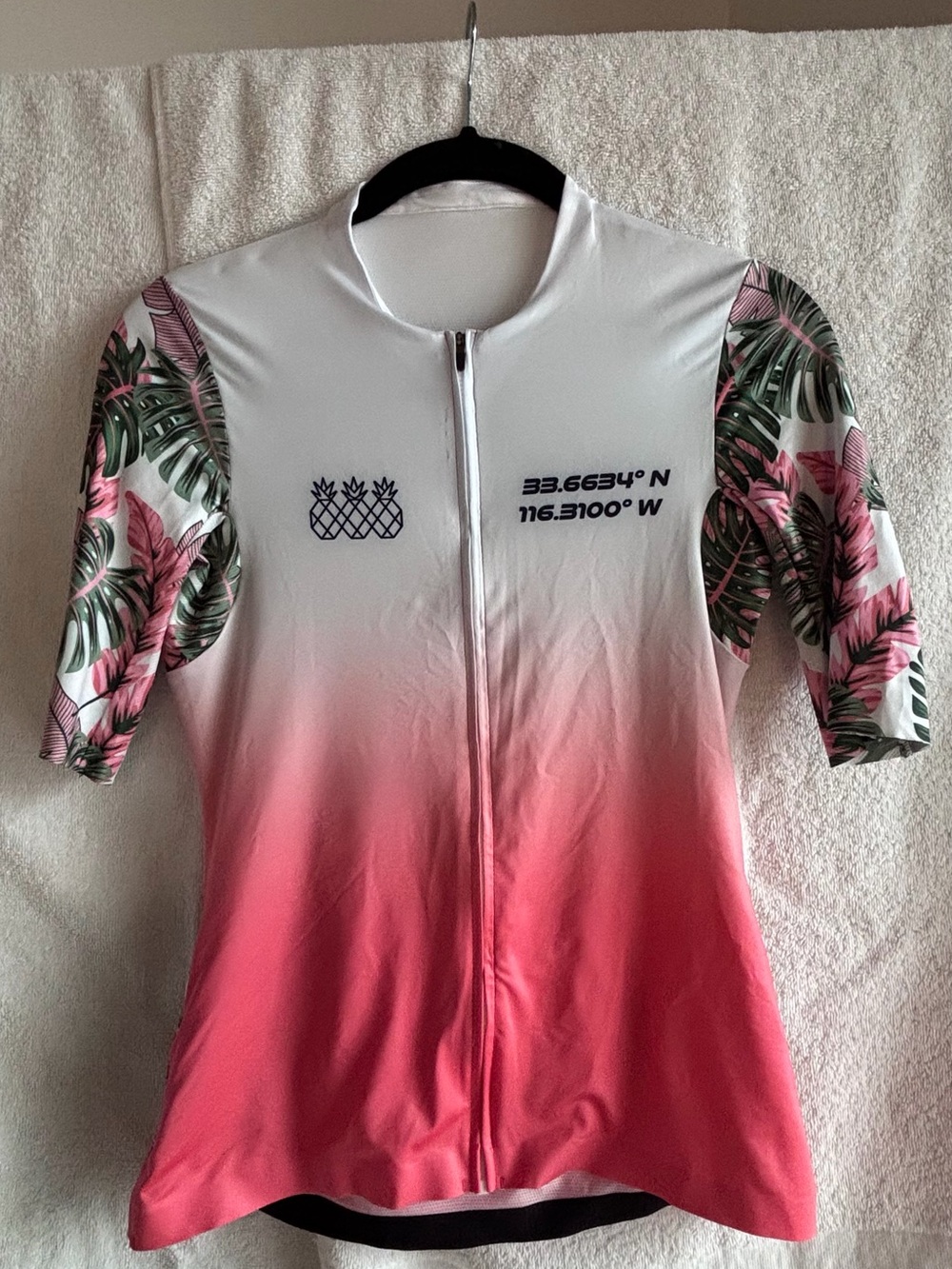 Women's Pink Ombre Tropical Zip-Front Jersey